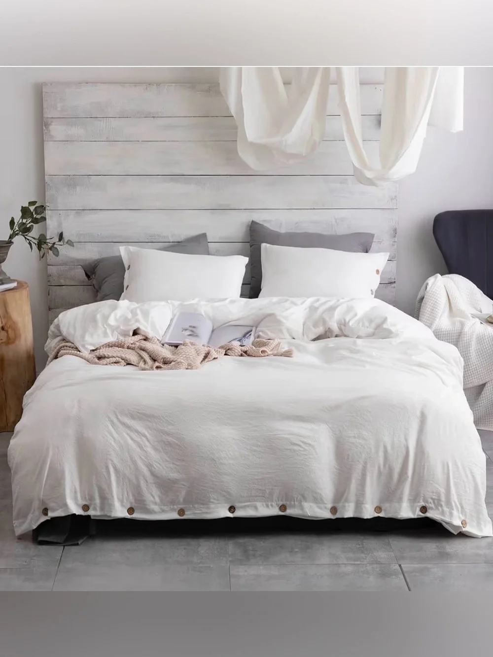 Queen Button Duvet Cover Set